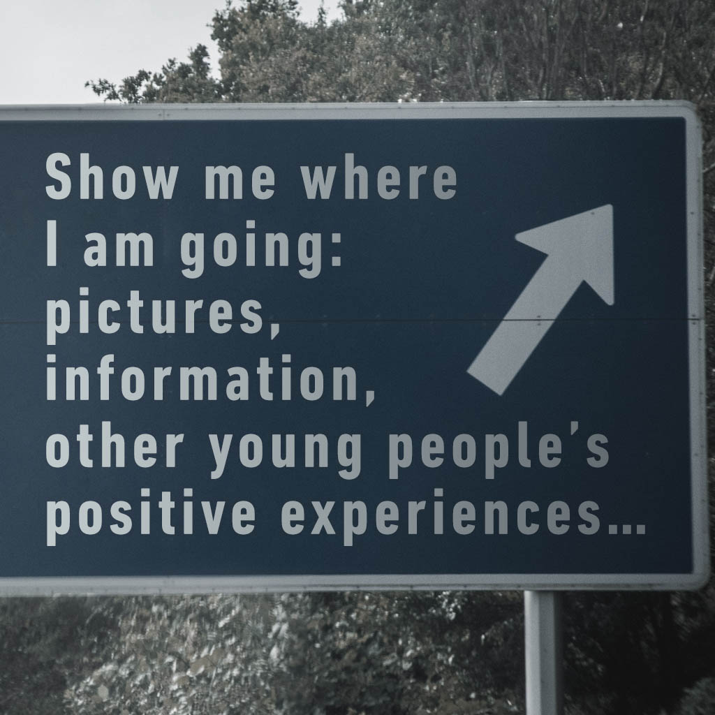 Show me where I am going: Pictures, information, other young people’s positive experiences